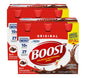 Boost Original Nutritional Drink in creamy strawberry flavor, 8 oz bottle, pack of 24, with a label and bottle cap visible.