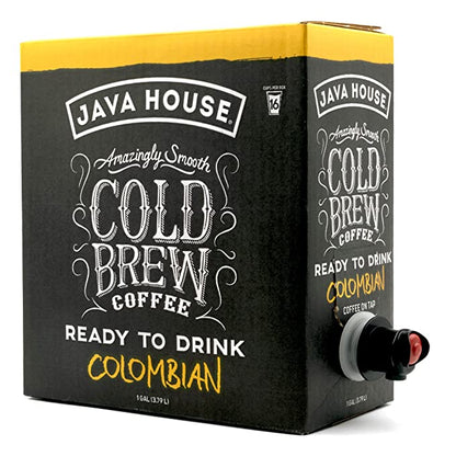 Java House cold brew coffee on tap served in a glass, showcasing a smooth, dark coffee beverage ready to drink.