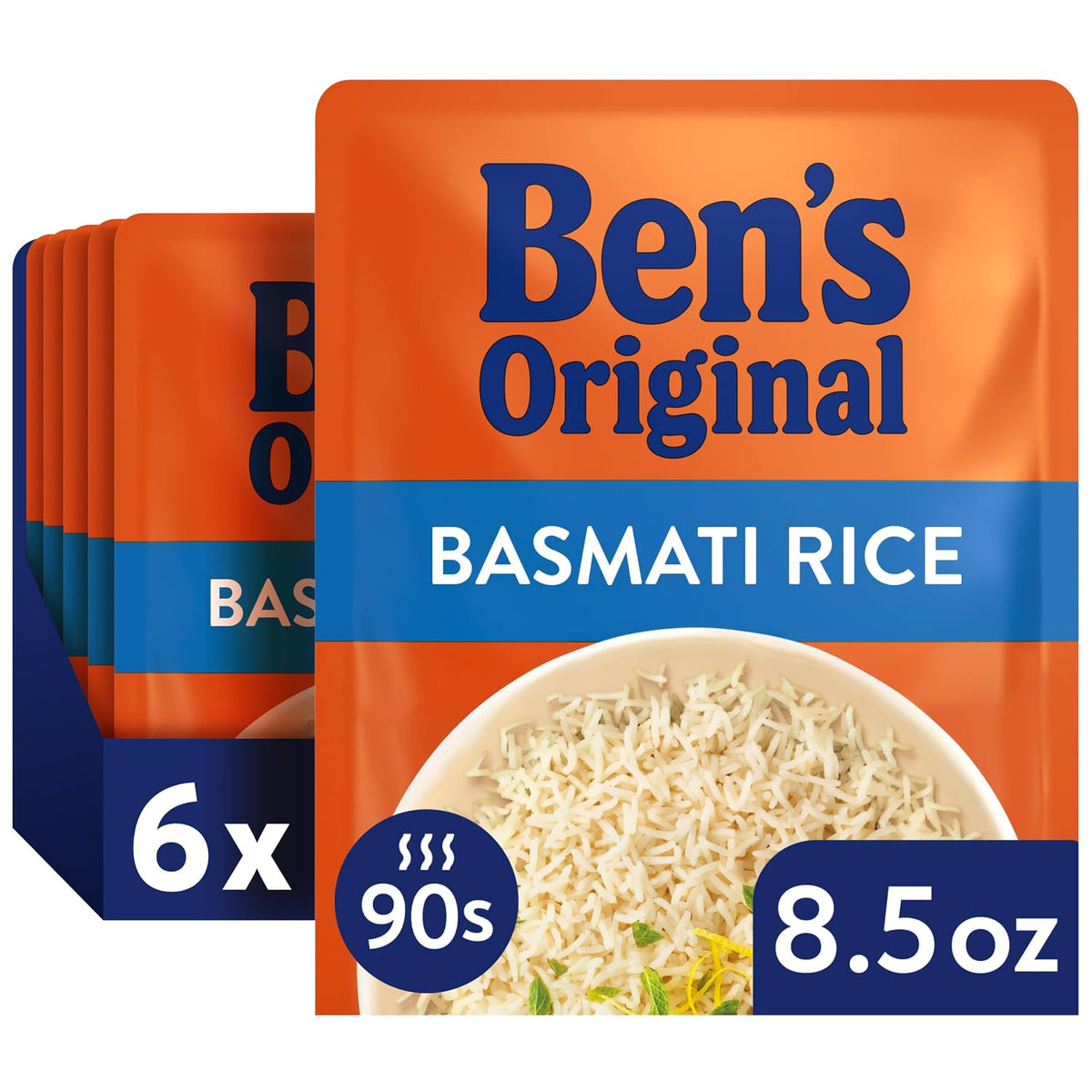 Ben's Original Four Cheese & Cheddar Broccoli microwave rice pack, 8.5oz, showing the ready-to-eat rice in packaging.