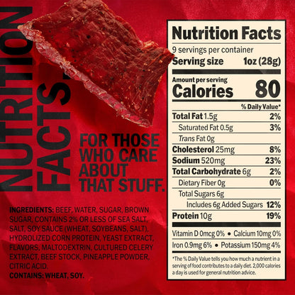 Jack Link's Original Beef Jerky Multipack, 2-pack, showing 9 oz packs of savory beef jerky in clear packaging