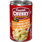 Campbell’s Chunky Chicken Broccoli Cheese Soup in an 18.8 oz can, showing creamy soup with chicken, broccoli, and cheese pieces.