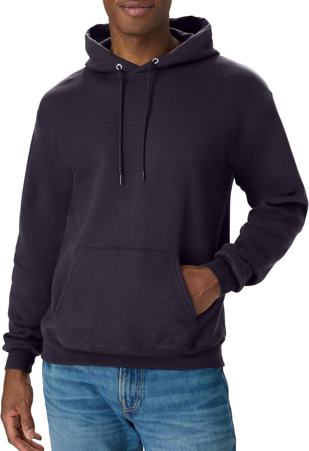 Hanes Men's EcoSmart fleece hoodie with hood, featuring a midweight fleece fabric, available in big and tall sizes.