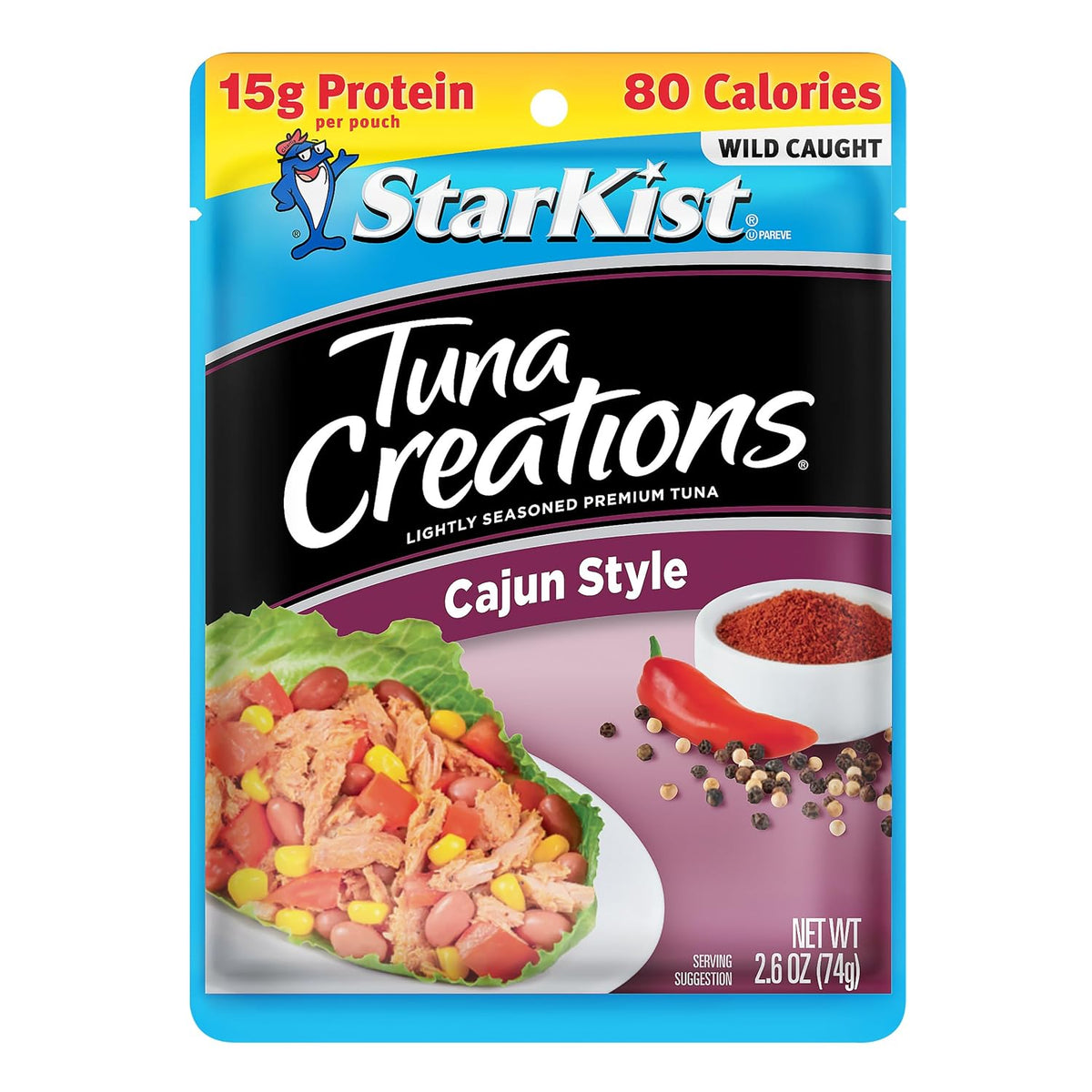 StarKist Tuna Creations Chipotle Lime packaged tuna fish pouch, 2.6oz, 24-pack, ready-to-eat seafood snack.