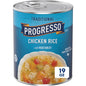 Cans of Progresso Traditional Chicken Noodle Soup, 19 oz, four-pack, featuring label with chicken and noodle imagery