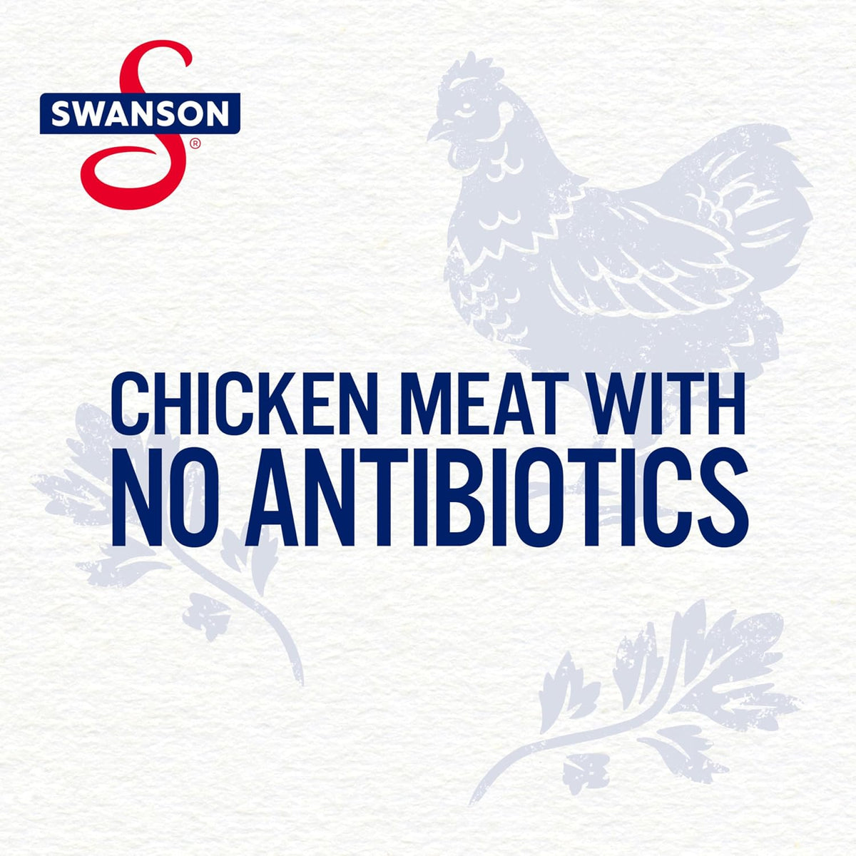 Canned Swanson White Premium Chunk Chicken in Water, 4 cans of 2.4 oz each, with labeled cans stacked in a row.
