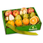 Deluxe fruit gift basket from A Gift Inside featuring fresh assorted fruits in a woven basket.
