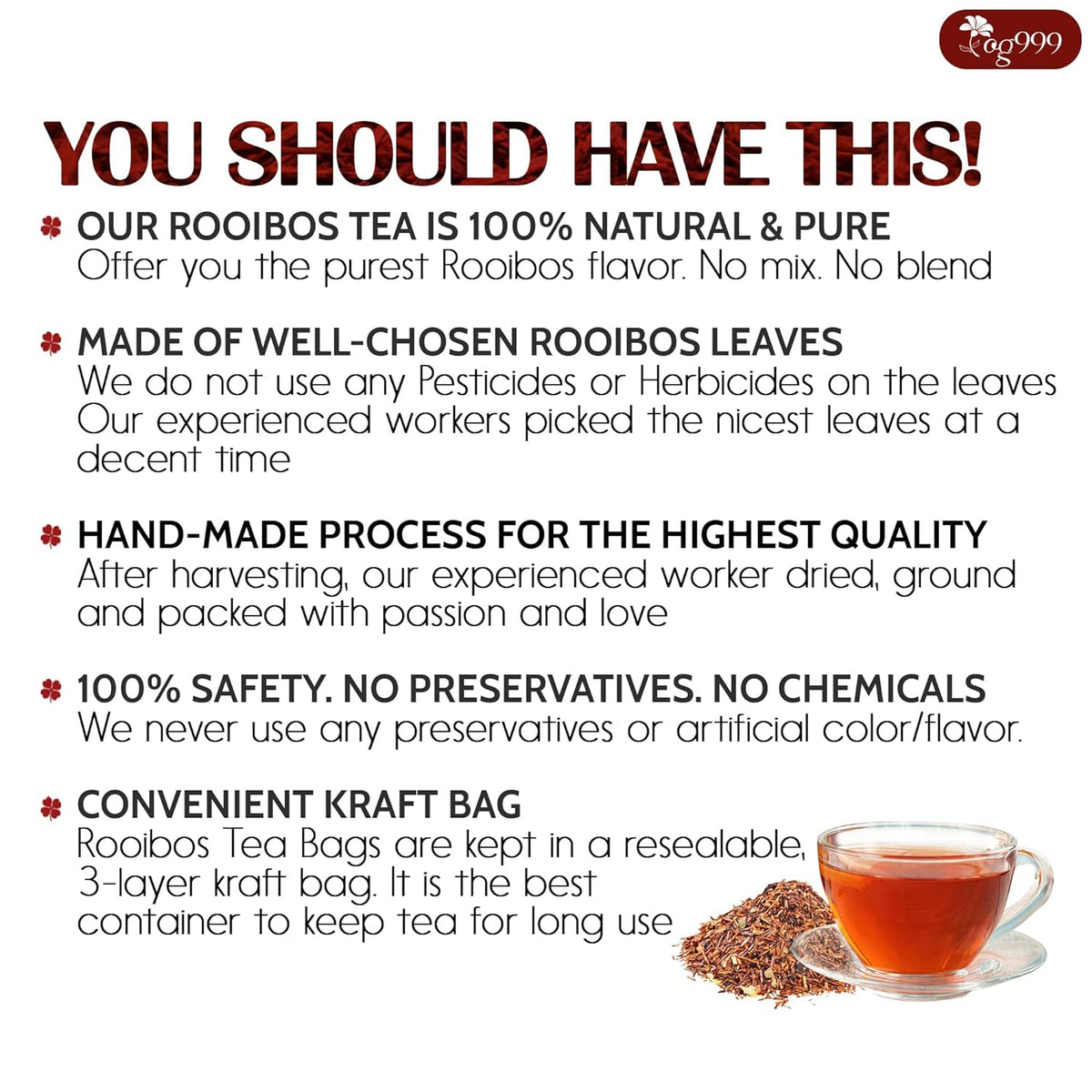 Premium Red Rooibos Tea Bags