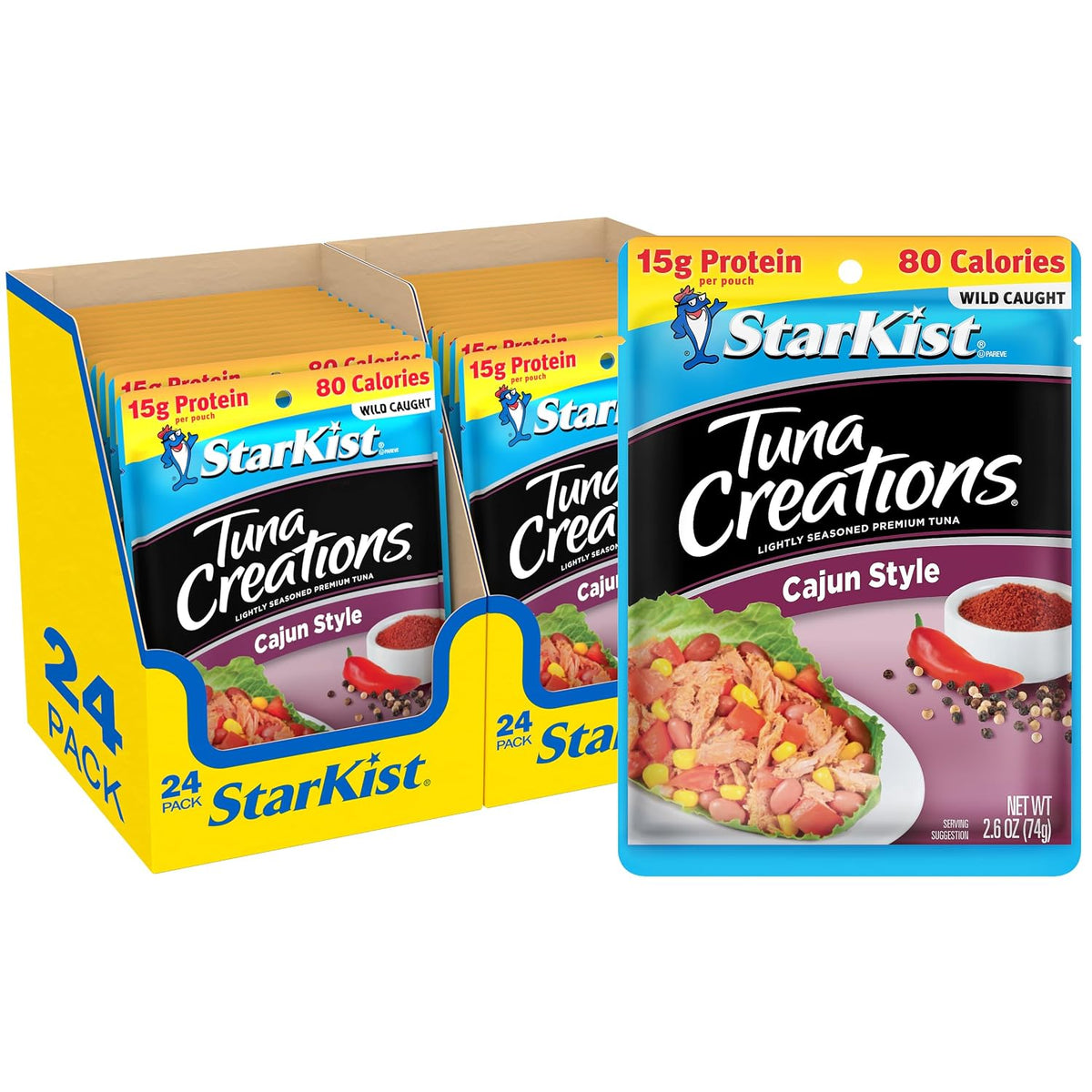 StarKist Tuna Creations Chipotle Lime packaged tuna fish pouch, 2.6oz, 24-pack, ready-to-eat seafood snack