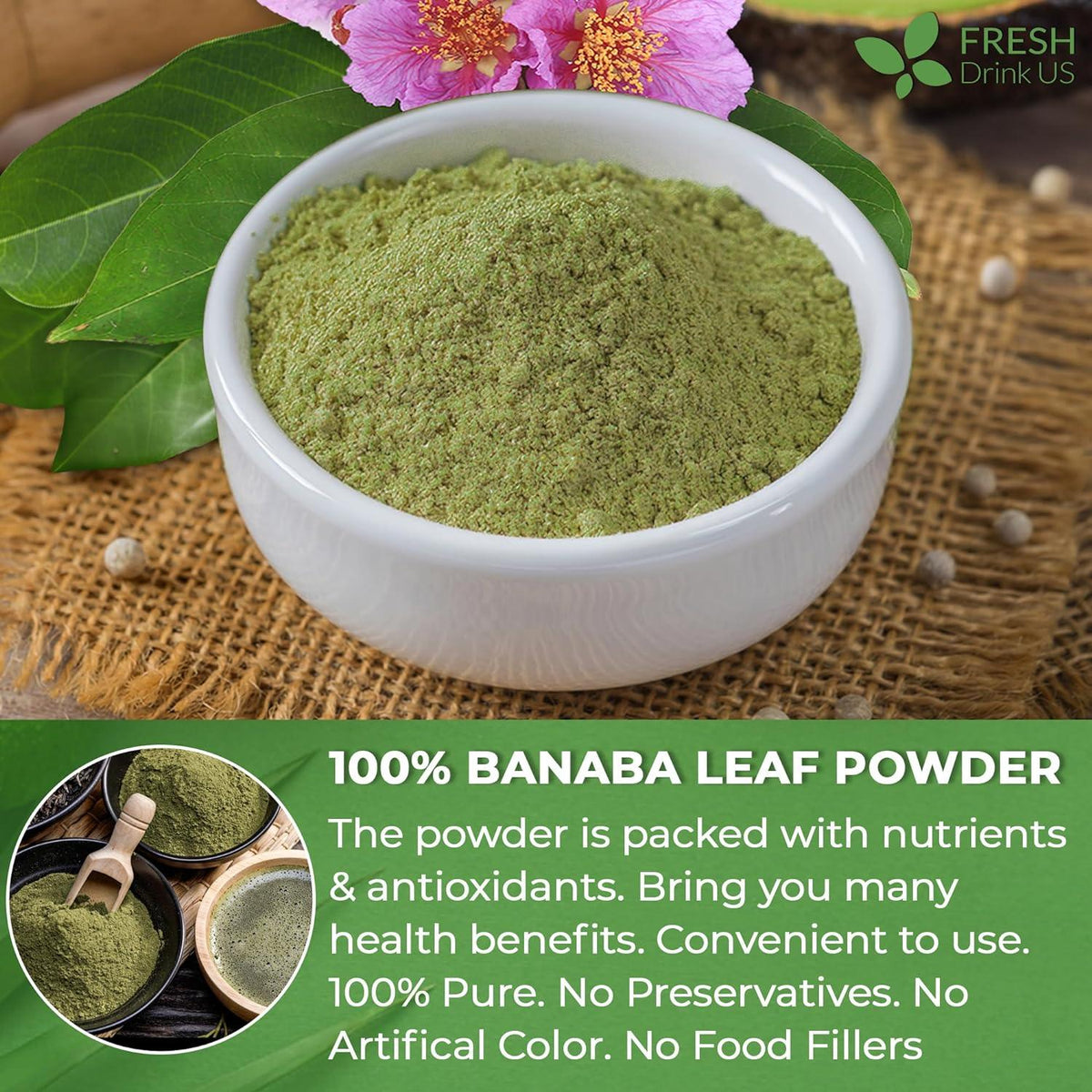 Natural Banaba Dried Leaves, Tea Bags, Powder