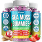 Sea Moss Gummies | Strawberry Flavor Vegan Gummies | Extra Rich 9-in-1 Formulation with Irish Sea Moss, Elderberry, Bladderwrack, Burdock, Ashwagandha, Maca, Zinc, B12 | Energy & Immune Support