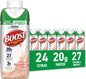 BOOST High Protein with Fiber Strawberry Nutritional Shake 24-pack, showing bottles with strawberry flavor and balanced nutrition.