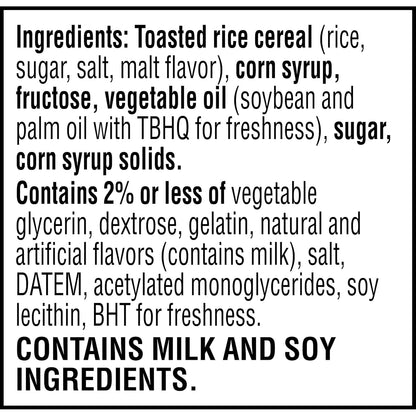 Box of Rice Krispies Treats Crispy Marshmallow Squares cereal bars with 16 bars, original flavor, for kids' snacks.