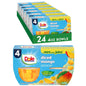 Dole Fruit Bowls Diced Peaches in 4oz fruit snack cups, showing peeled, diced peaches in clear plastic containers.