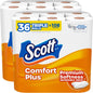 Scott ComfortPlus toilet paper, 12 triple rolls, 231 sheets per roll, 1-ply, septic-safe toilet tissue, soft and reliable.