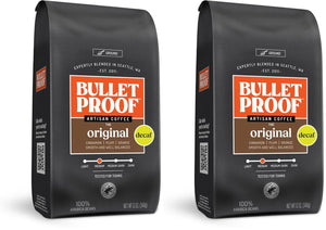 Bulletproof Original Cold Brew Coffee ground medium roast in 12 oz bag, coarse ground coffee for cold brew brewing, natural flavor.