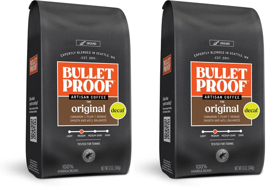 Bulletproof Original Cold Brew Coffee ground medium roast in 12 oz bag, coarse ground coffee for cold brew brewing, natural flavor.