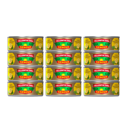 Genova Premium Yellowfin Tuna in lemon and herbes de Provence olive oil, 5 oz canned tuna, pack of 12, solid light color