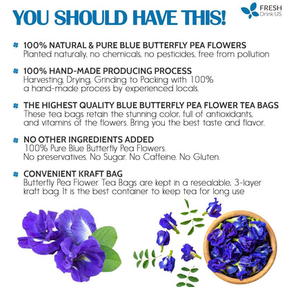 Premium Butterfly Pea Flowers Tea Bags