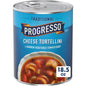 Cans of Progresso Traditional Chicken Noodle Soup, 19 oz, 4-pack, featuring colorful labeling and sealed metal cans.