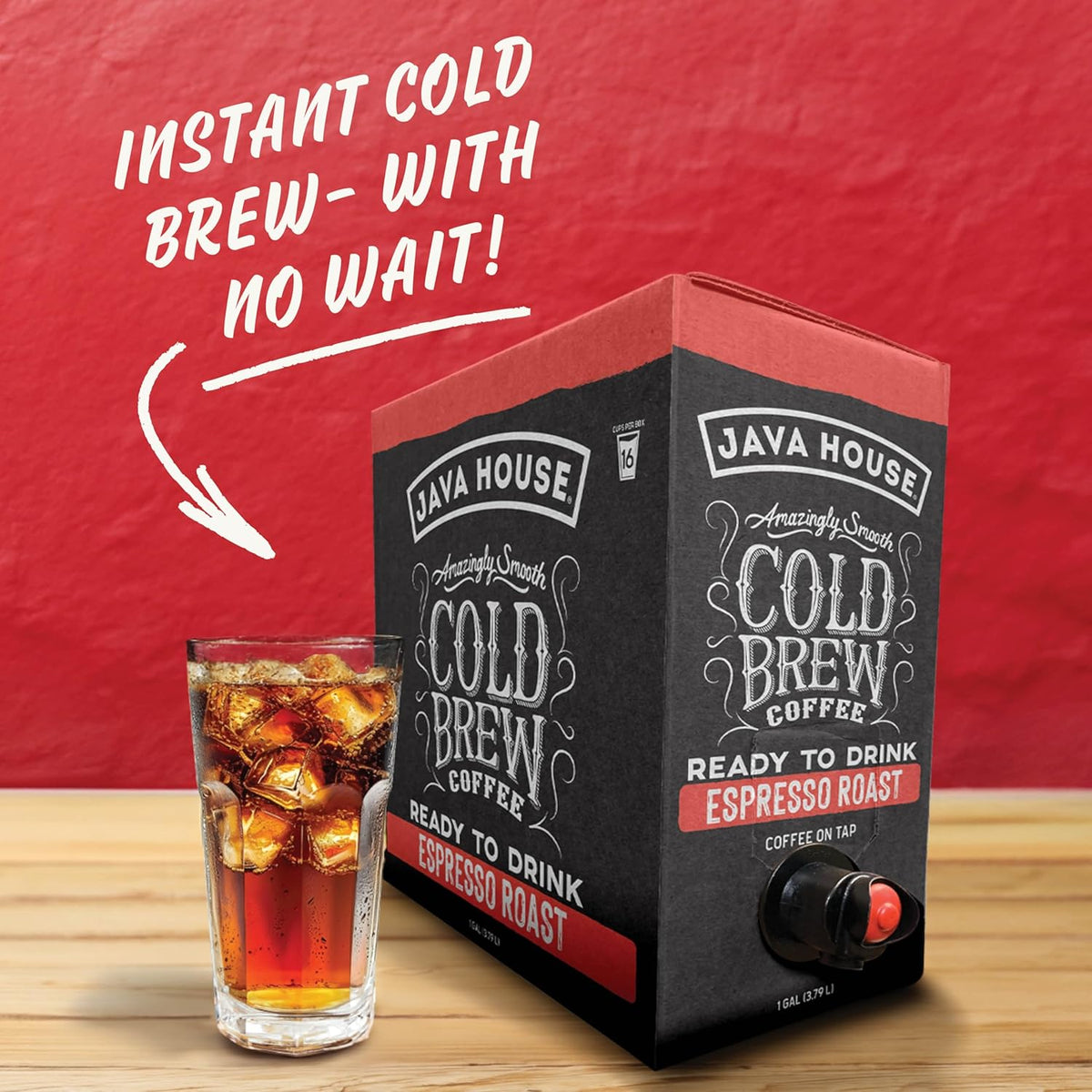 Cold brew on tap espresso from Java House, showing a sleek dispenser with rich, dark cold brew coffee ready to serve.