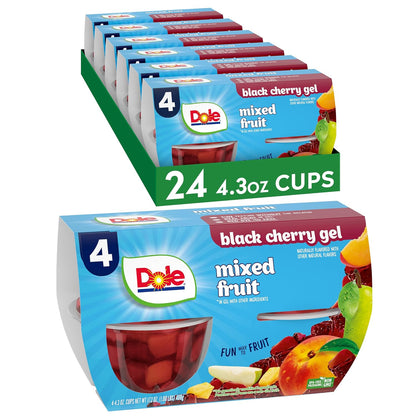 Dole Fruit Bowls Peaches, 4.3oz fruit snack cups, showing peeled peach slices in clear plastic cups