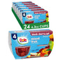 Dole Fruit Bowls Peaches, 4.3oz fruit snack cups, showing peeled peach slices in clear plastic cups