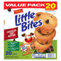 Entenmann's chocolate chip muffin multipack with 20 individual 1.5 oz mini muffins featuring real chocolate chips