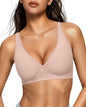 OEAK women's wireless jelly bralette with deep V neckline, comfy push-up design, ideal for T-shirt wear and everyday comfort