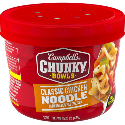 Campbell’s Chunky Chicken Broccoli Cheese Soup can, 18.8 oz, featuring a label with soup image and product description.