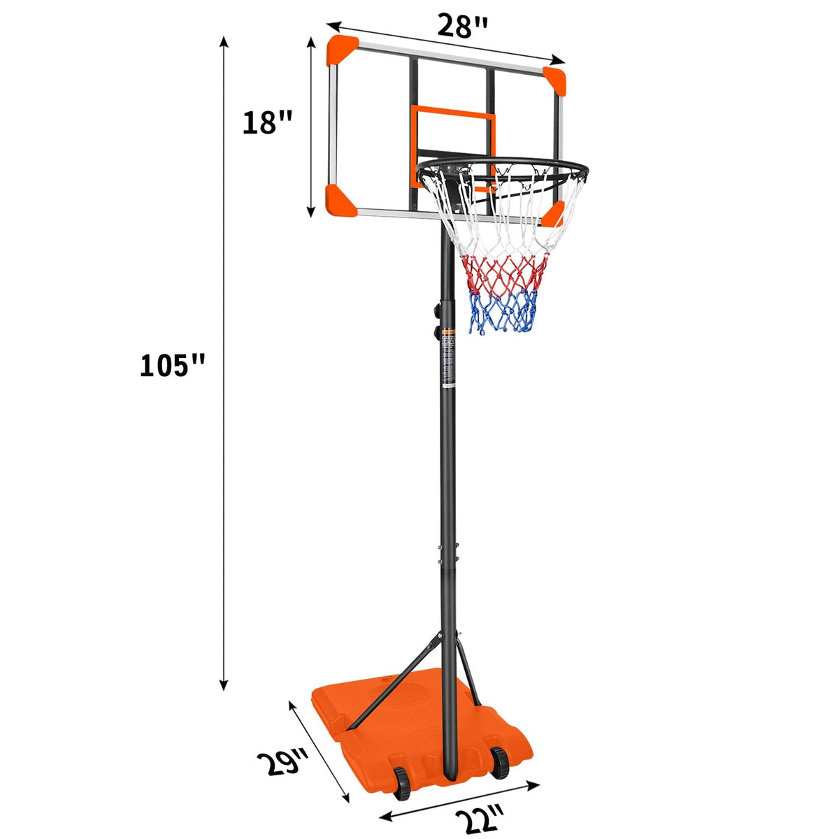 Kids basketball hoop by GBruno Store, adjustable height 5.6 to 7 feet with wheels for easy mobility and outdoor play.