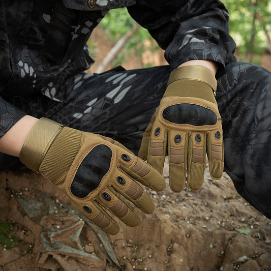 Men's outdoor protective riding sports gloves, full finger anti-slip wear-resistant design