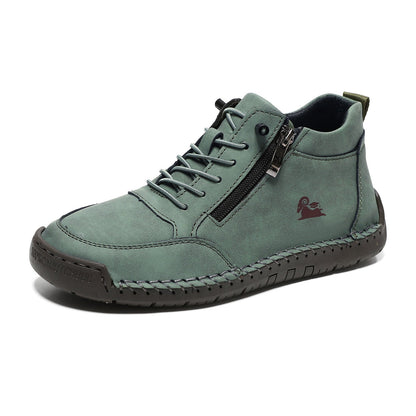 Hand-stitched women's soft-sole flat casual shoes in a simple design