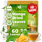 Whole dried mango leaves for herbal tea from FreshDrinkUS, natural, caffeine-free, vegan, and gluten-free mango leaf tea in loose leaf form.