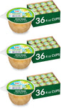Canned Dole pineapple tidbits and tropical fruit in 4 oz bowls, 12-pack, showing colorful fruit pieces in clear containers.