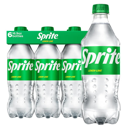 Ten mini cans of Sprite Lemon-Lime Soda with 7.5 fl oz capacity, stacked together in a 10-pack.