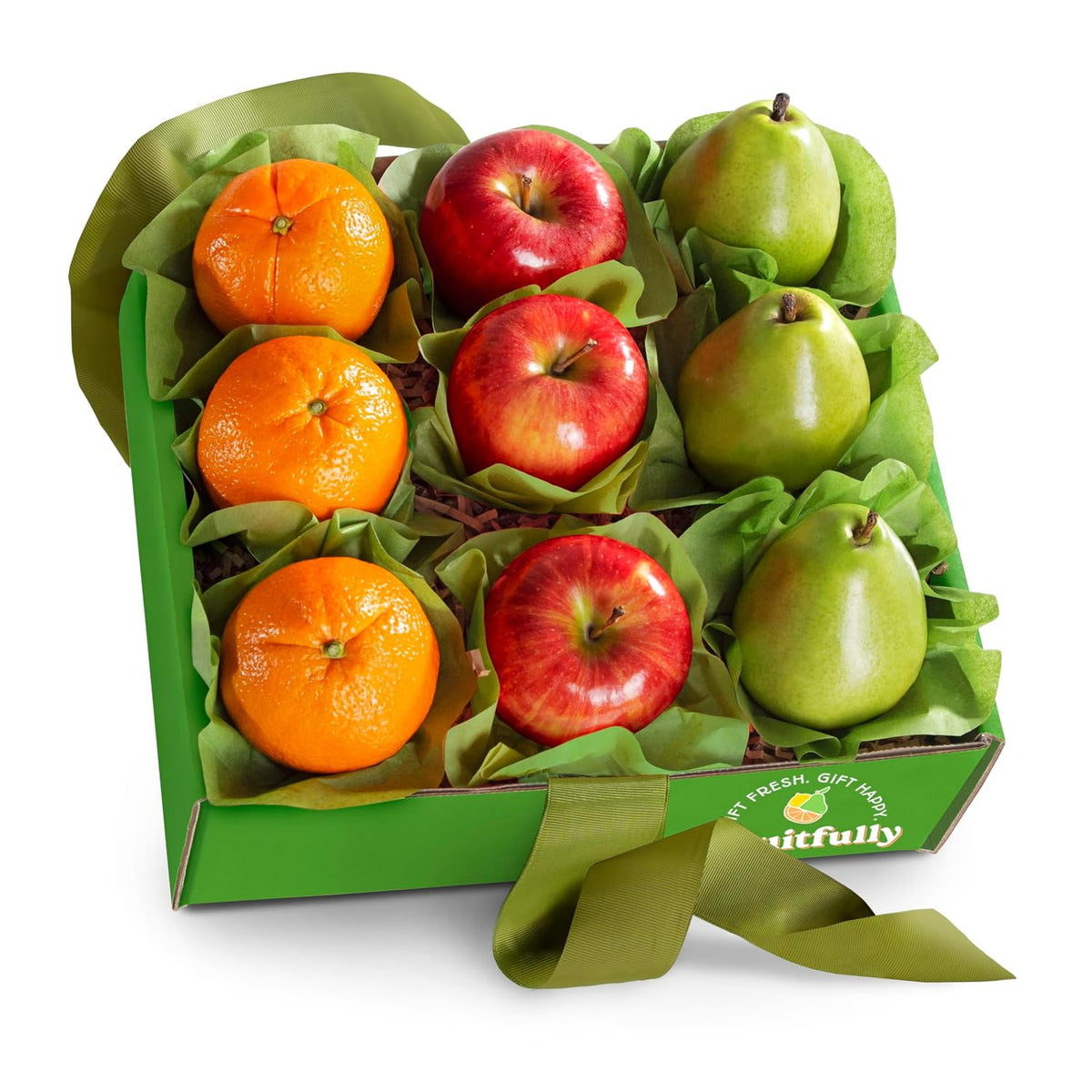 Delicious fruit gift basket featuring fresh assorted fruits from A Gift Inside's Fruitful Trio Deluxe Fruit Gift collection.