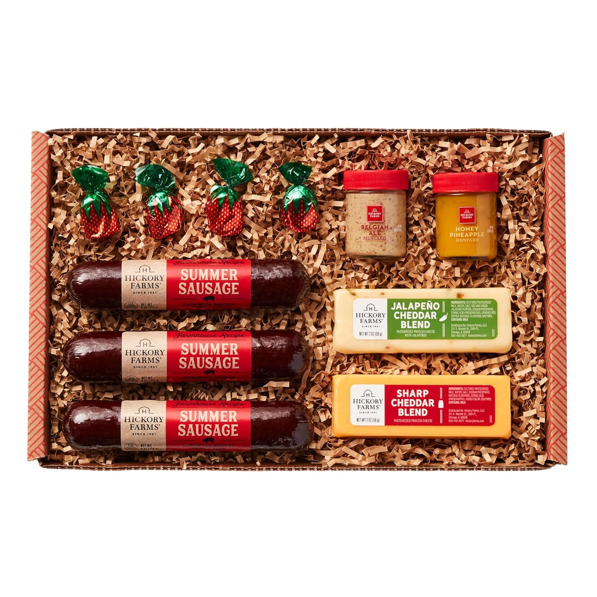 Hickory Farms small cheese gift basket with summer sausage and gourmet meats, perfect for holidays and special occasions.