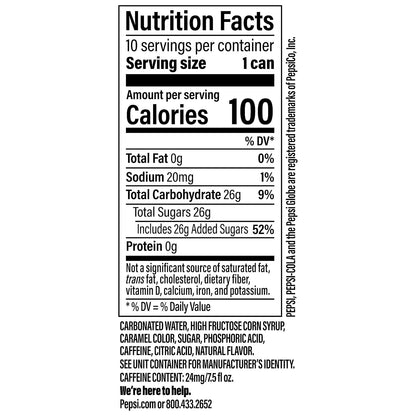 BackupMyFilesNow Pepsi Cola soda soft drinks mini cans, 7.5 fl oz, pack of 10, showing unopened cans with classic branding.
