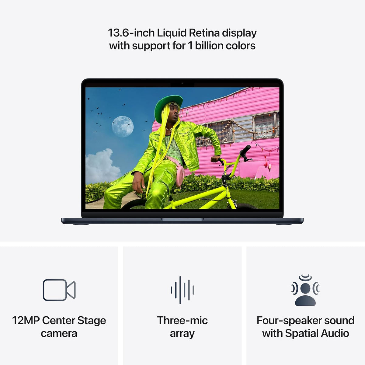 Apple MacBook Air 13-inch laptop with M5 chip, Liquid Retina display, Midnight color, 16GB memory, 1TB SSD, Touch ID, Wi-Fi 7
