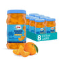 Jarred Dole Sliced Peaches in 23.5 oz jars, showing peach slices in syrup with bright labels on the packaging.