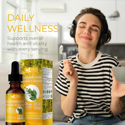 Mullein Drops for Lungs Cleanse Support, Mullein Extract Liquid – 100% from Natural Mullein Leaves, Non-GMO, Gluten-Free