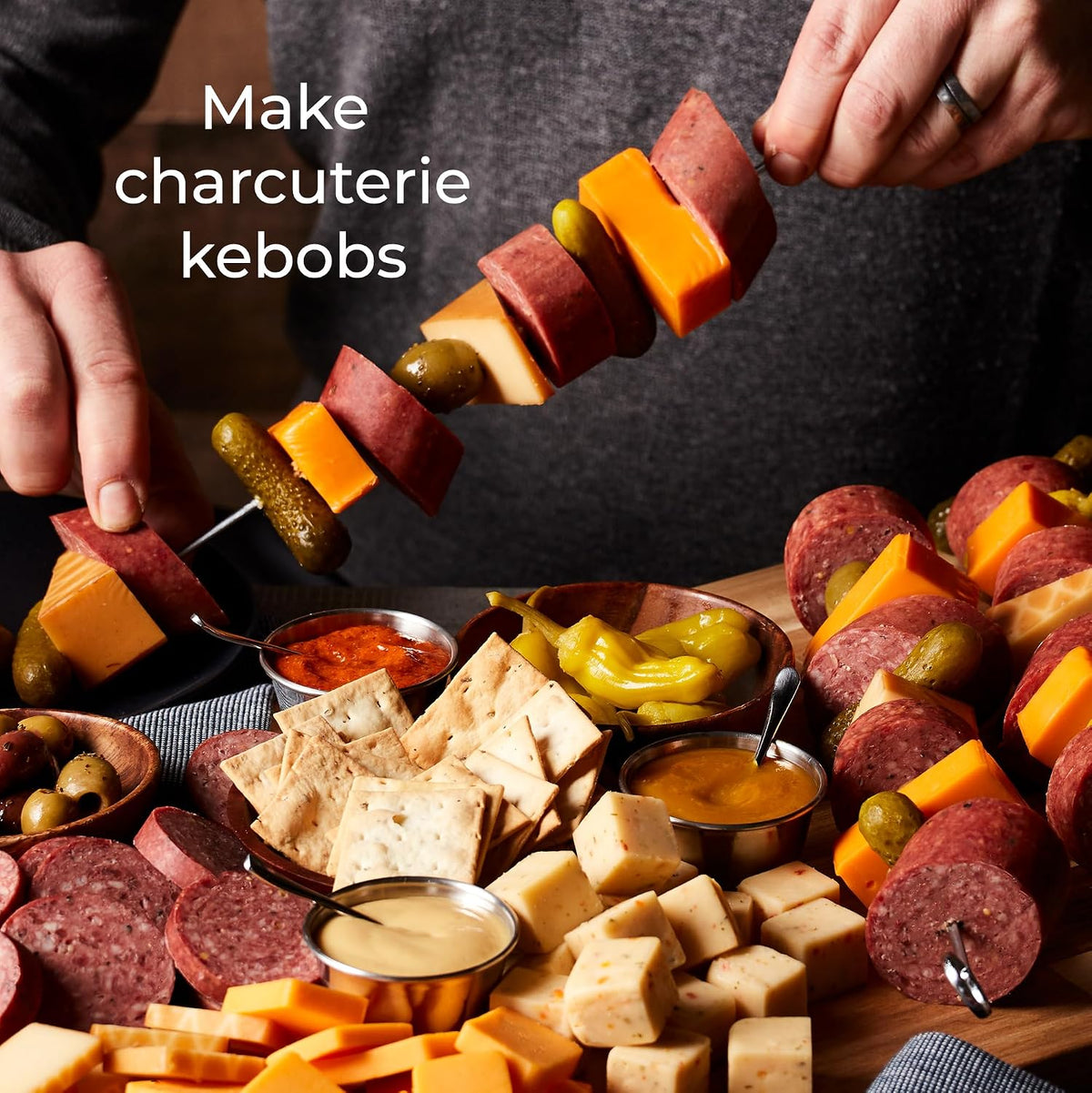 Hickory Farms signature beef summer sausage sliced, ready for snacking or charcuterie, 26 oz, high protein, gluten-free, keto friendly
