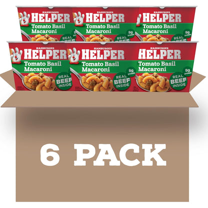 Hamburger Helper Beef Microwave Pasta Cup, 2 oz, six-pack, ready in 4 minutes, quick meal for busy families and midweek dinners