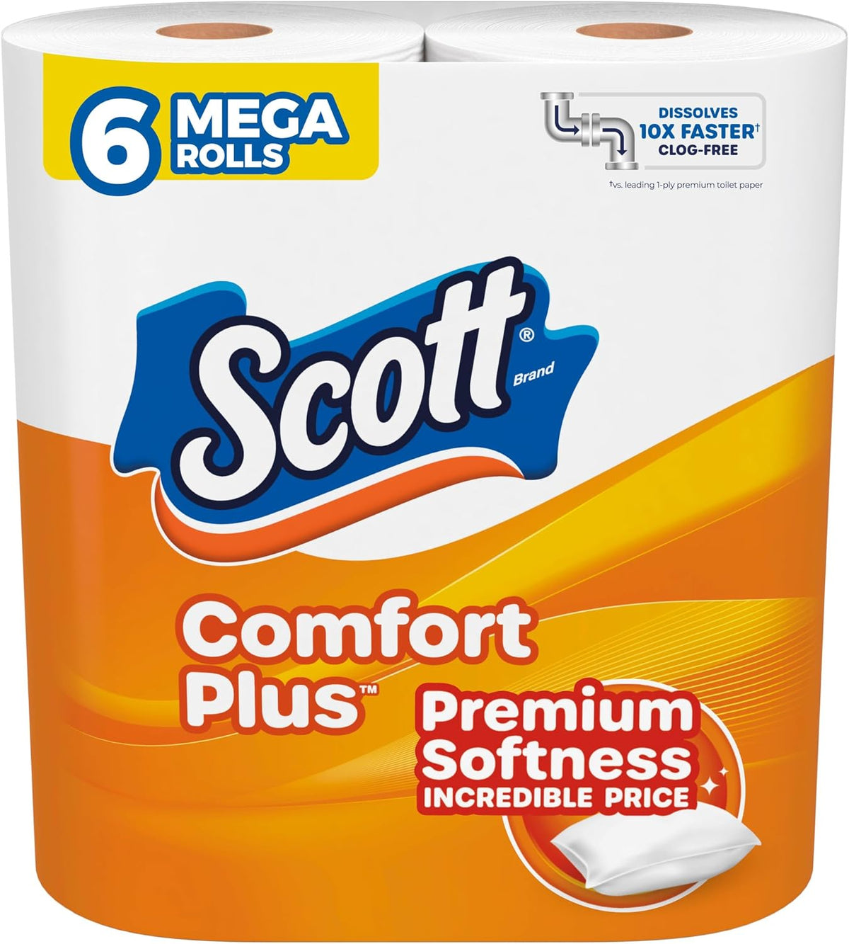 Scott ComfortPlus toilet paper, 12 triple rolls, 1-ply tissue with 231 sheets per roll, septic-safe bathroom toilet paper