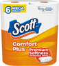 Scott ComfortPlus toilet paper, 12 triple rolls, 1-ply tissue with 231 sheets per roll, septic-safe bathroom toilet paper