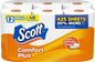 Scott ComfortPlus toilet paper, 12 triple rolls with 231 sheets per roll, septic-safe, 1-ply tissue for bathroom use