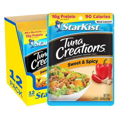 StarKist Tuna Creations Chipotle Lime packaged tuna fish pouch, 2.6oz, 24-pack, ready-to-eat seafood with spicy lime flavor