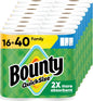 White Bounty paper towels in quick size, 16 family rolls equivalent to 40 regular rolls, shown in a clean, folded bundle.