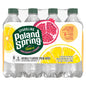 Poland Spring sparkling water bottles with pomegranate lemonade flavor, 16.9 oz. each, in a pack of 8, showing colorful label and clear bottles.