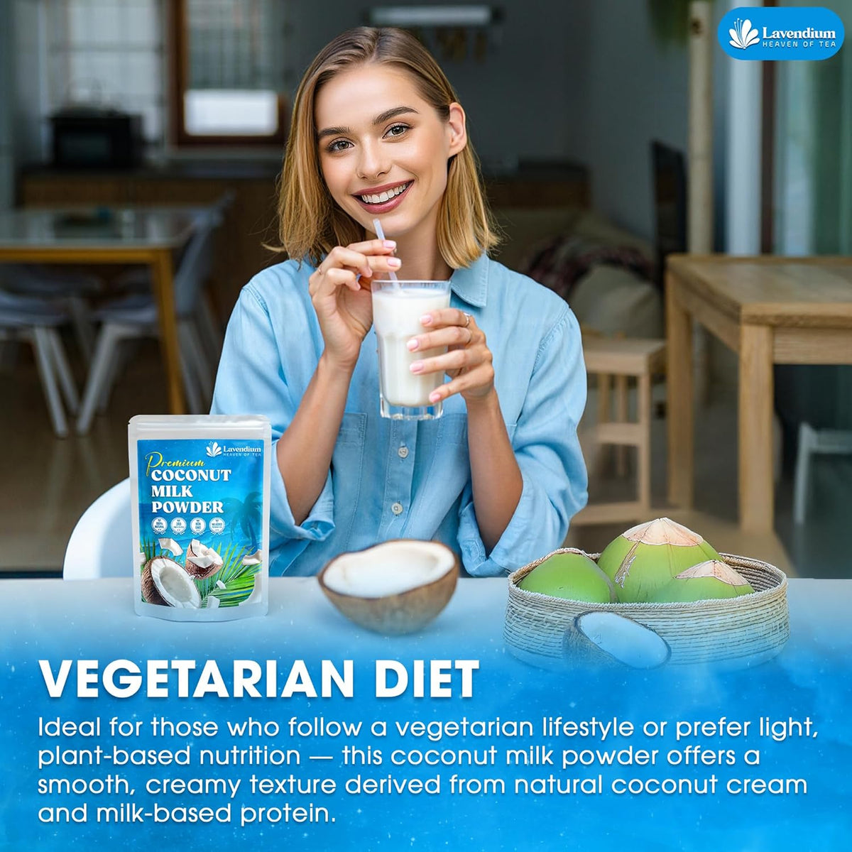 20oz Coconut Milk Powder, 100% Natural, Unsweetened, Perfect for Cake, Coffee, Tea, Creamer Alternative, No Additives, No Gluten, Vegetarian.